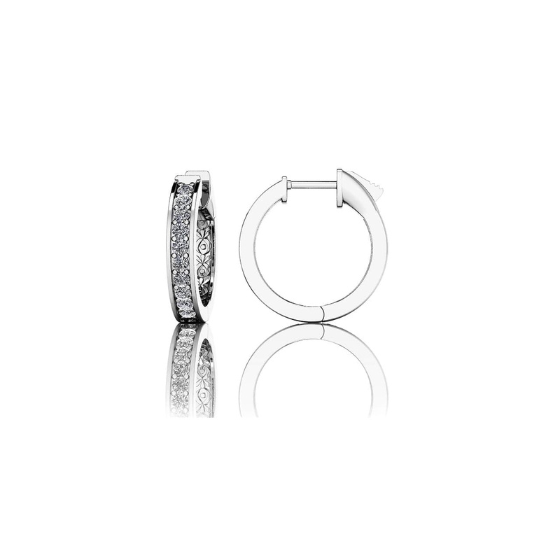 Petit Shared Prong Single Row Diamond Hoops Lab-Grown Diamond with 0.30 ct.(finished) 1.3mm