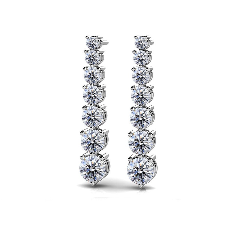 Prong Set Diamond Cascade Earrings Lab-Grown Diamond  with 0.71 ct.(finished)