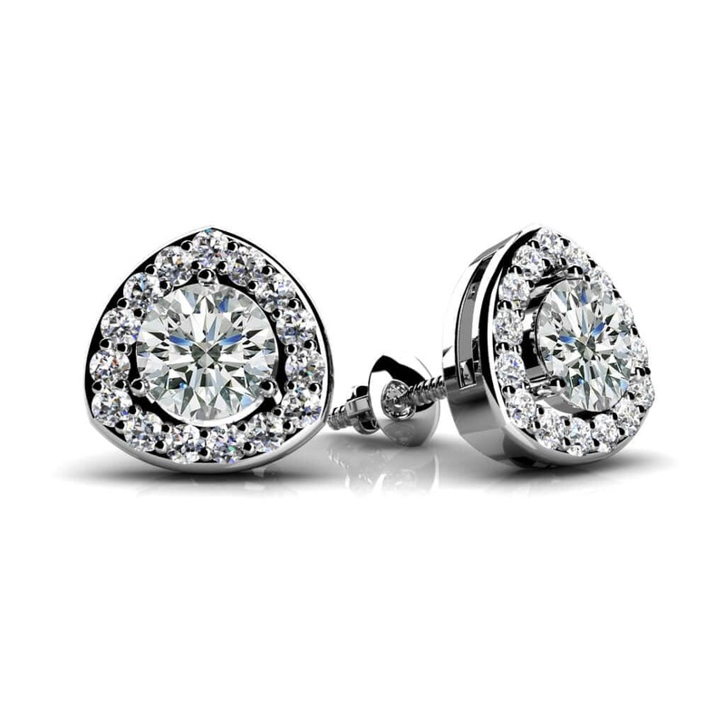 Rounded Triangular Diamond Lab-Grown Diamond Studs  with 0.47 ct. (2X0.16 ct. center diamonds)