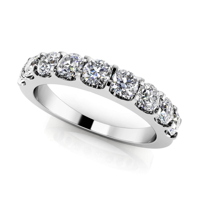 Shared Prong Diamond Anniversary Diamond Ring with 0.43 ct.(finished) 2mm