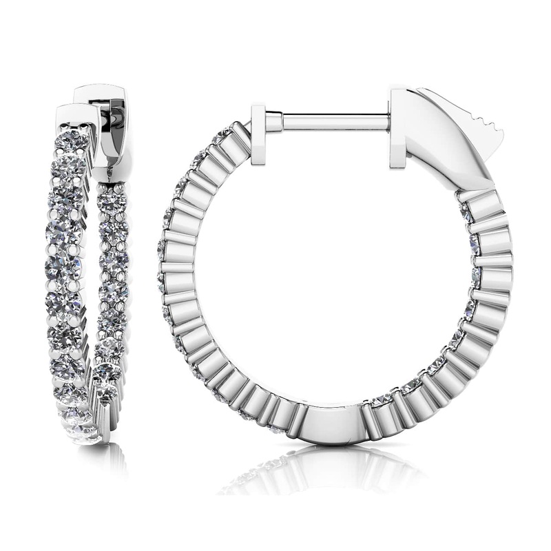 Single Row Inside Out Diamond Hoop Earring Petite Lab-Grown Diamond  with 0.50 ct.(finished) 1.3mm