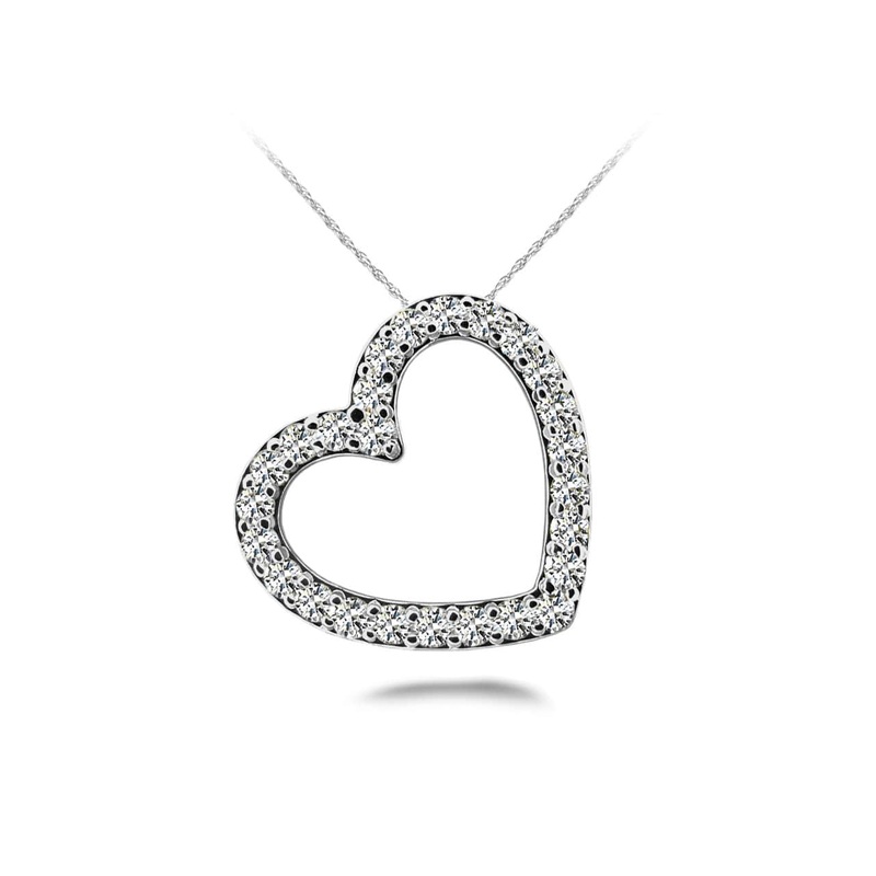 Slanted Diamond Heart Lab-Grown Diamond Pendant with 0.45 ct.(finished) 1.5mm