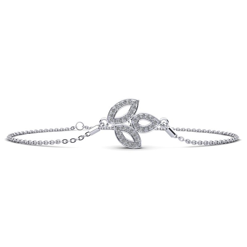 Three Leaf Diamond Adjustable Diamond Bracelet with 0.30 ct.(finished) 1.2mm