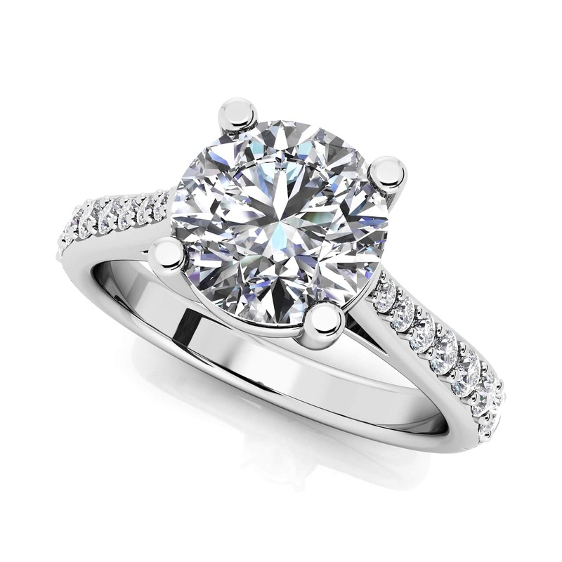 Timeless Round Engagement Ring With Side Diamonds Lab-Grown Diamond  with 0.49 ct. (0.25 ct. center diamond)