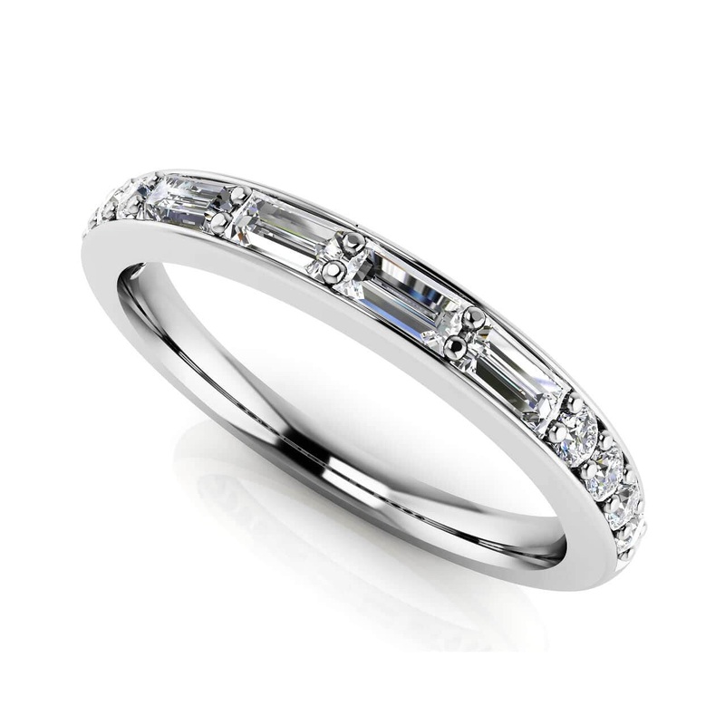 Alluring Baguette And Round Diamond Anniversary Band Lab-Grown Diamond  with 0.46 ct.(finished) 3.2×1.5mm, 1.7mm