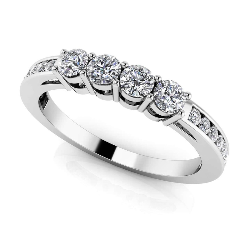 Center Four ab-Grown Diamond  Band with 0.43 ct.(finished) 1.2mm, 2.5mm