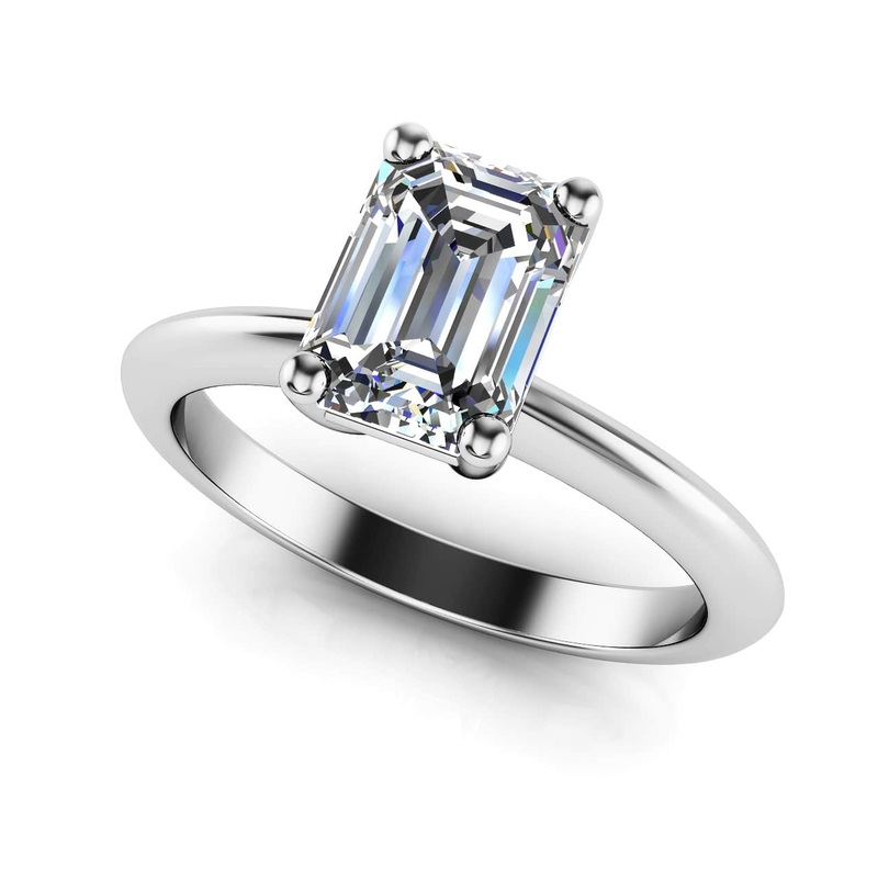 Classic Emerald Cut Lab-Grown Diamond Engagement Ring with 0.50 ct.(finished) 6x4mm