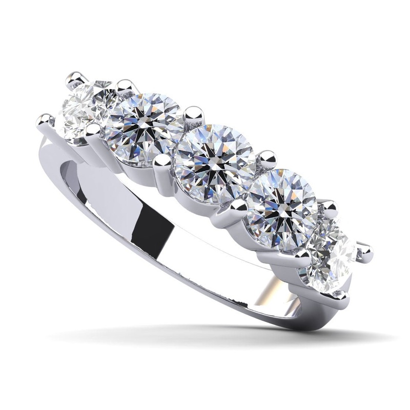 Classic Five Lab-Grown Diamond Anniversary Ring with 0.75 ct.(finished) 3.4mm