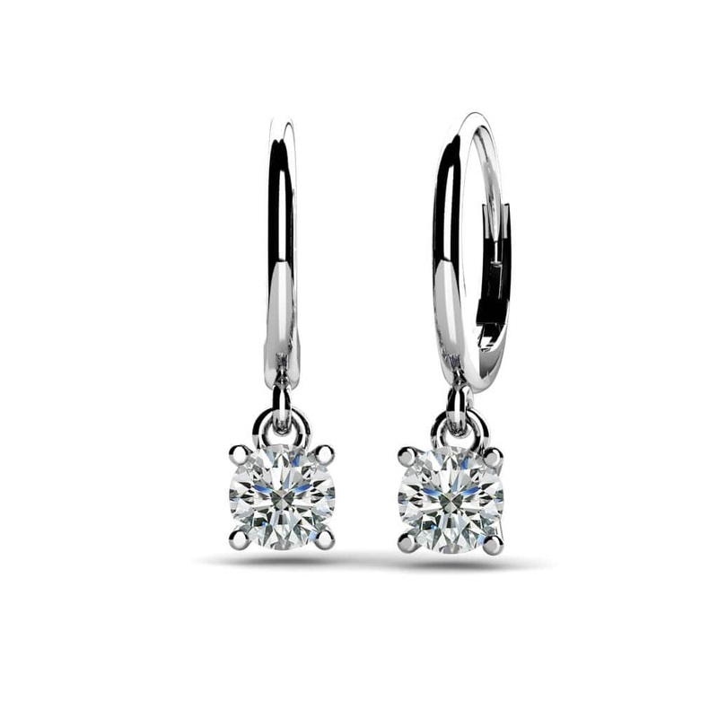 Classic Four Prong Diamond Drop Lab-Grown Diamond Earrings with 0.76 ct.(finished) 4.6mm