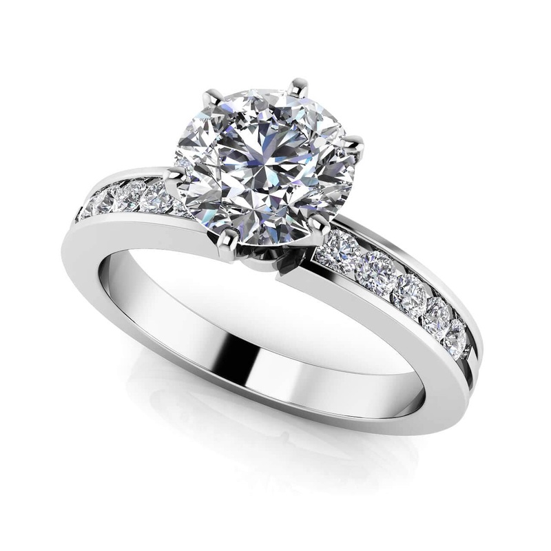 Diamond Band Center Focus Lab-Grown Diamond Engagement Ring with 0.72 ct. (0.50 ct. center diamond)