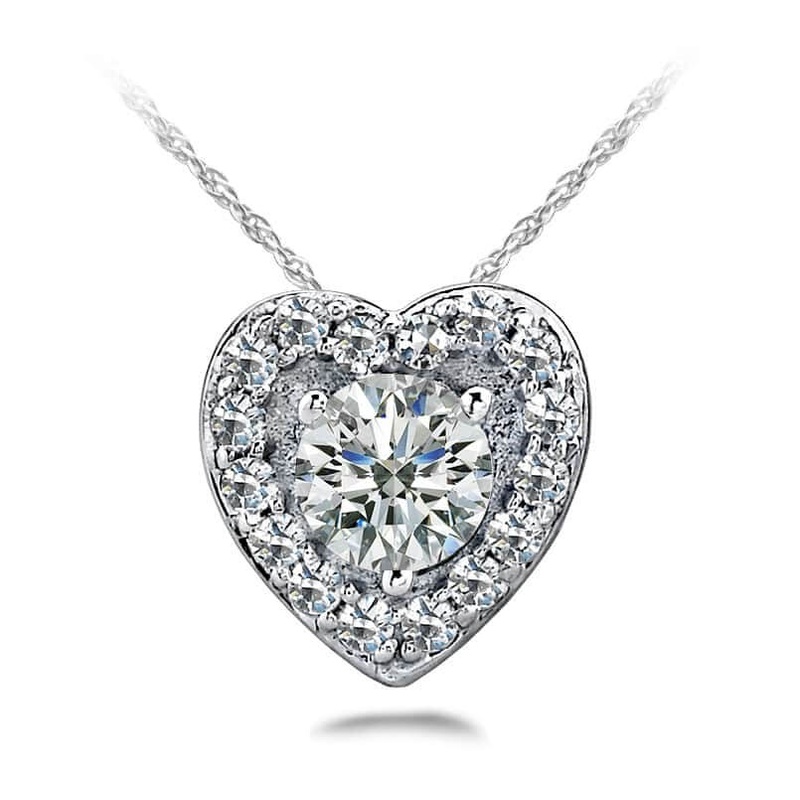 Diamond Center Heart Lab-Grown Diamond Pendant with 0.24 ct.(finished) 1mm, 3.5mm
