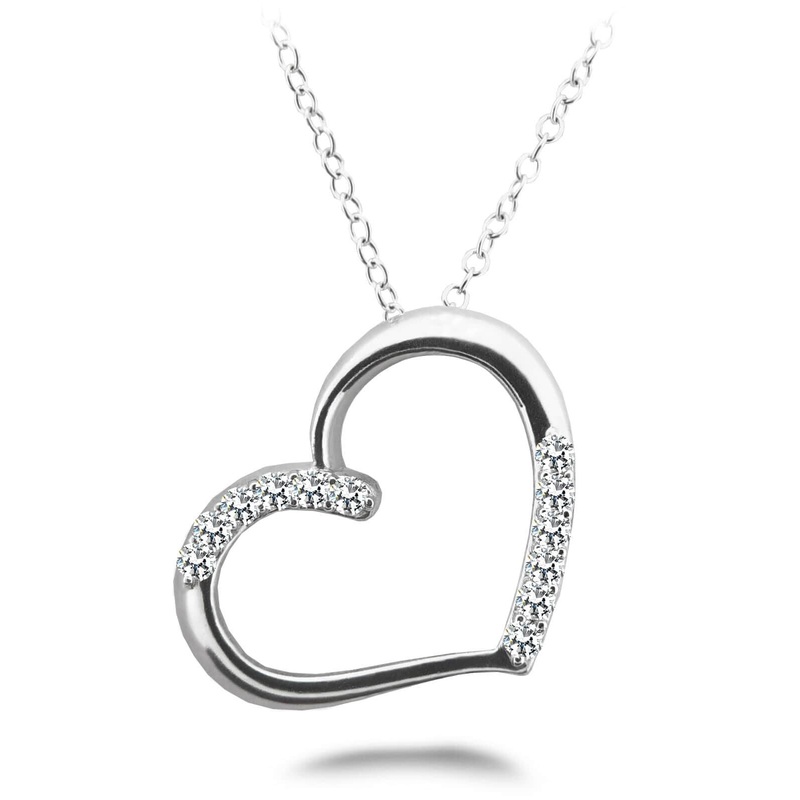 Diamond Detail Heart Lab-Grown Diamond Pendant with 0.24 ct.(finished) 1.7mm