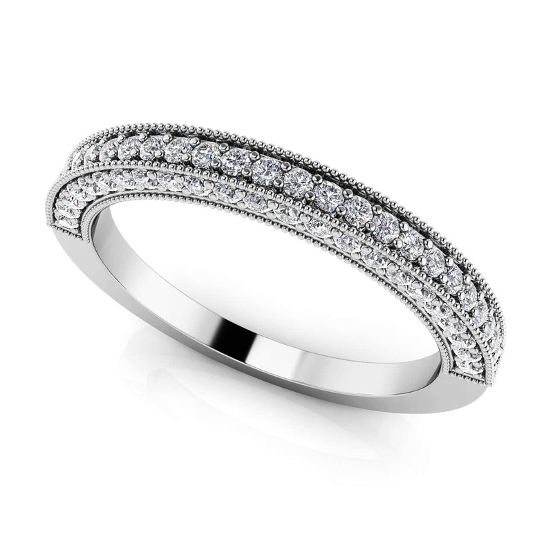 Diamond Frame Vintage Style Ring Lab-Grown Diamond  with 0.51 ct.(finished) 1.1mm, 1.2mm