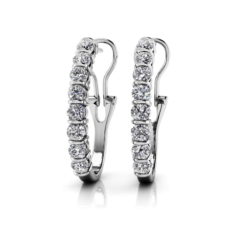 Diamond Oval Shape Hoop Lab-Grown Diamond Earrings with 0.48 ct.(finished) 1.9mm