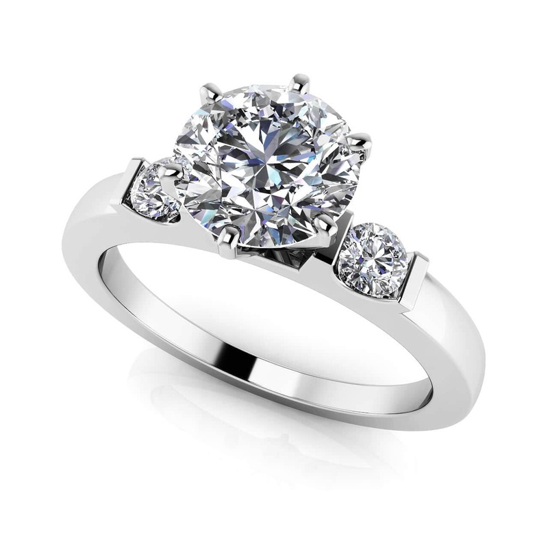 Diamond Side Accent Solitaire Lab-Grown Diamond  with 0.84 ct. (0.75 ct. center diamond)