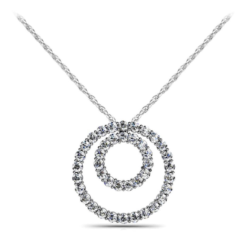 Double Diamond Circle Lab-Grown Diamond Pendant with 0.59 ct.(finished) 1.4mm