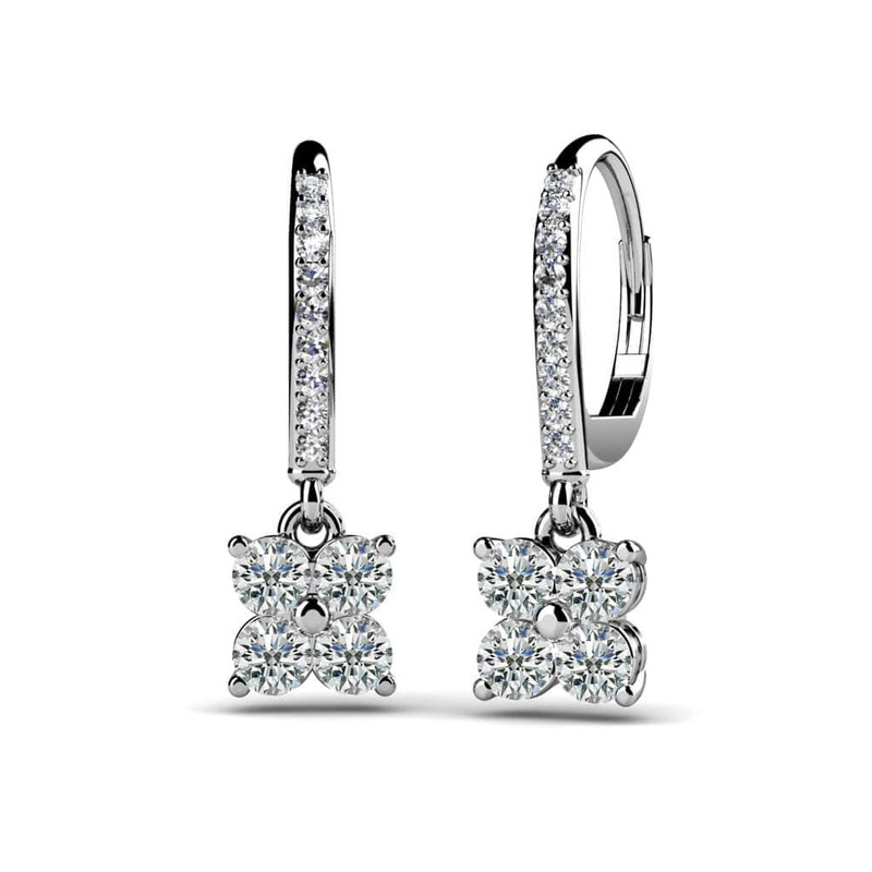 Drop Quad  Lab-Grown Diamond Earrings with 0.86 ct.(finished) 1.2mm, 2.8mm