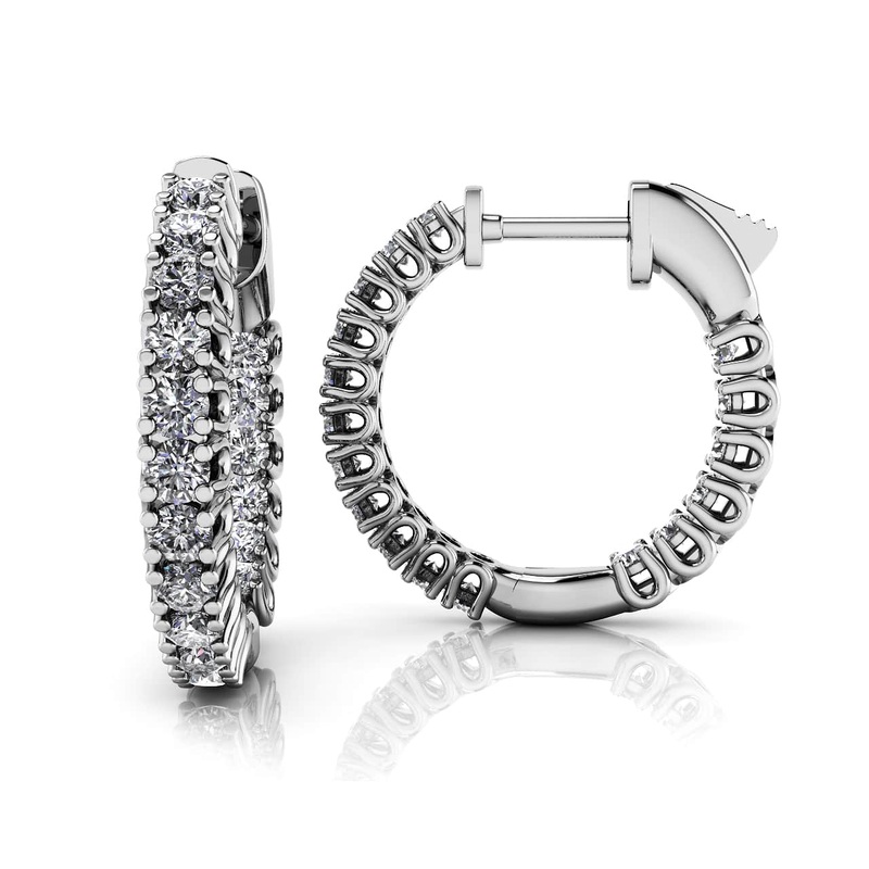 Elegant Curved Prong Hoop Earrings Extra Small Lab-Grown Diamond  with 0.69 ct.(finished) 1.5mm