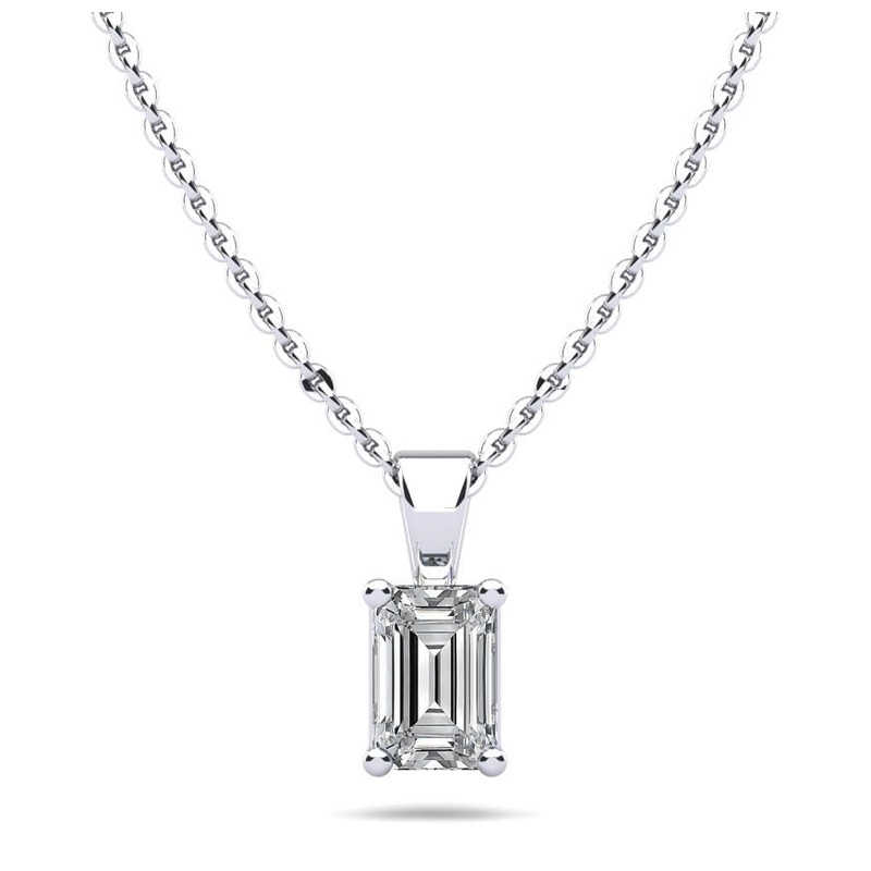 Emerald Cut Shaped Lab-Grown Diamond Pendant with 1.00 ct.(finished) 7x5mm