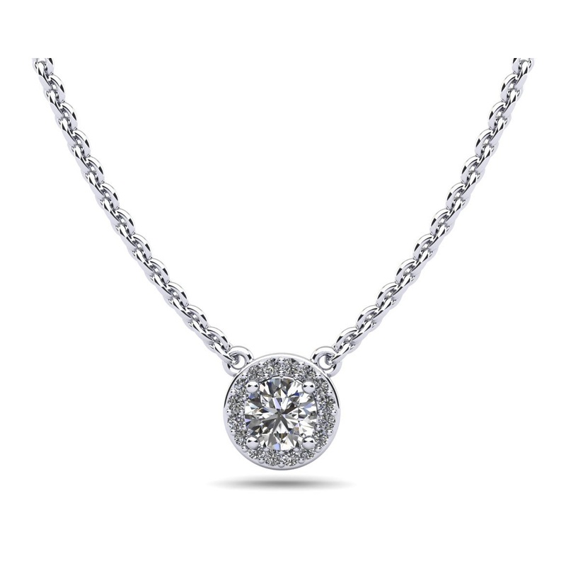 Enchanting Halo Lab-Grown Diamond Pendant with 0.33 ct. (0.25 ct. center diamond)