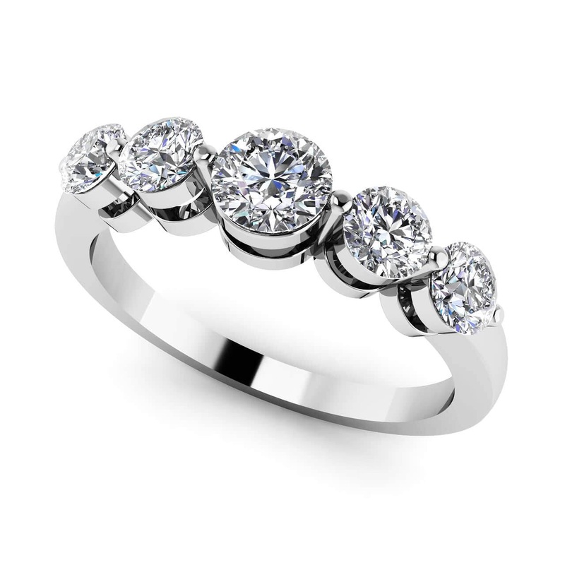 Five Across Round ab-Grown Diamond  Band with 0.40 ct.(finished) 2.5mm, 3.5mm