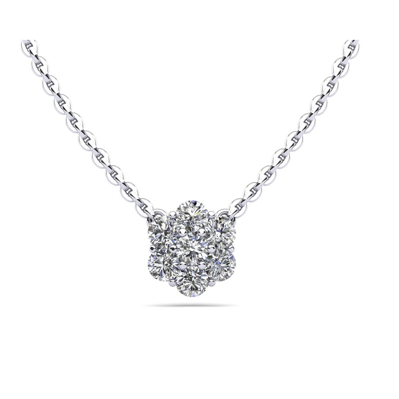 Flower Burst Diamond Pendant with 0.23 ct.(finished) 2mm