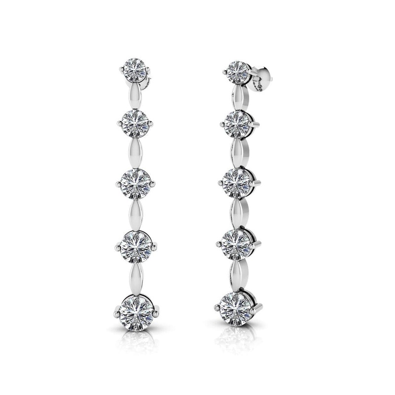 Graduated Diamond Journey Earrings Lab-Grown Diamond  with 0.96 ct.(finished)