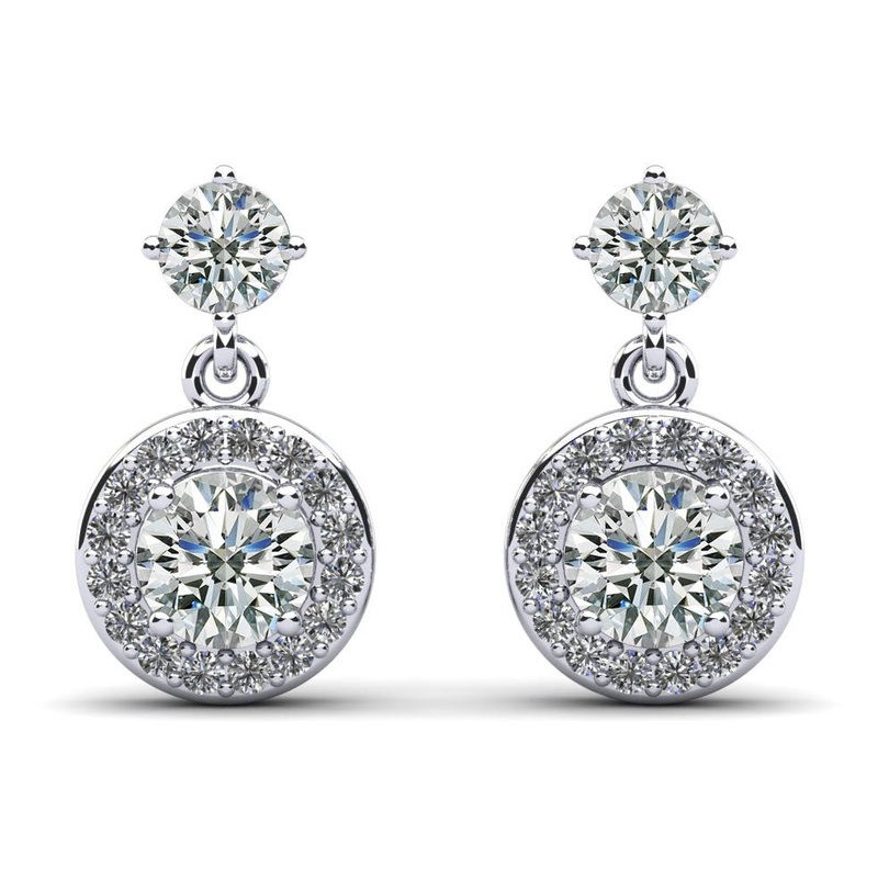 Heavenly Halo Drop Lab-Grown Diamond Earrings with 1.08 ct.(finished) 1mm, 3.8mm, 4mm