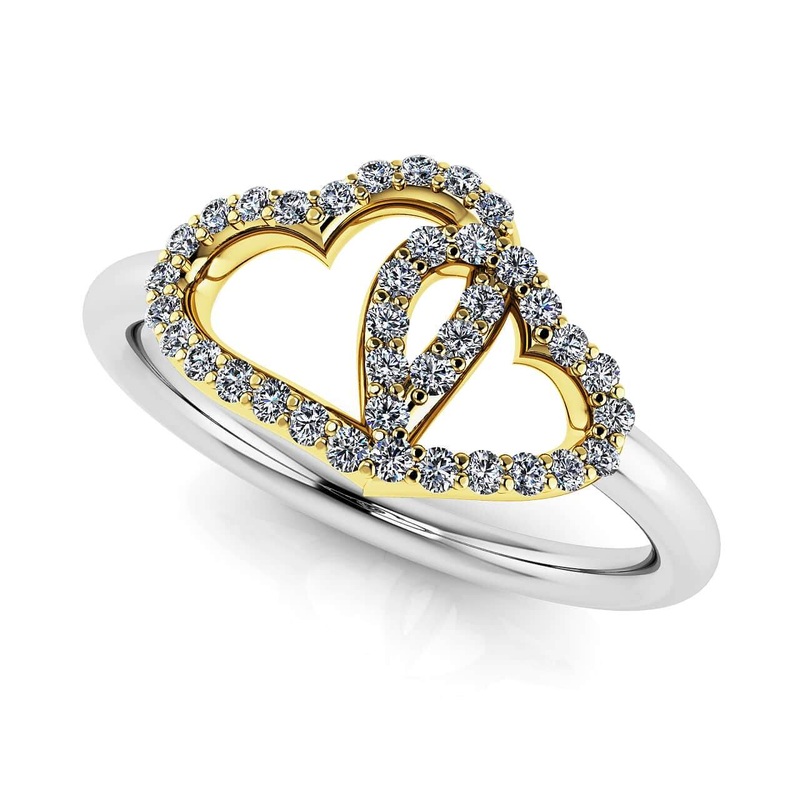 Lasting Hearts Lab-Grown Diamond Ring with 0.19 ct.(finished) 1mm