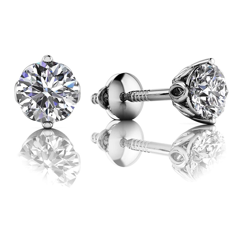 Lotus Flower Brilliant Lab-Grown Diamond Stud Earrings with 0.76 ct.(finished) 4.6mm