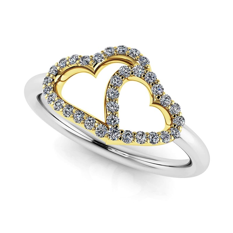 Loving Hearts Diamond Ring with 0.17 ct.(finished) 1mm