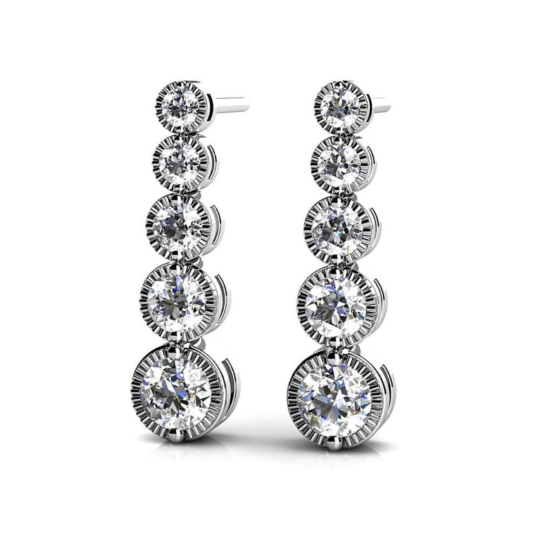 Milgrain Edge Diamond Journey Earrings Lab-Grown Diamond  with 0.73 ct.(finished)