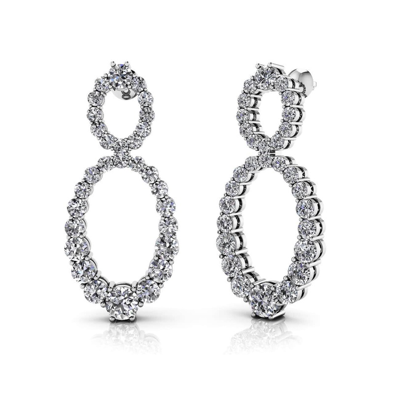 Oval Diamond Drop Lab-Grown Diamond Earrings with 0.91 ct.(finished)