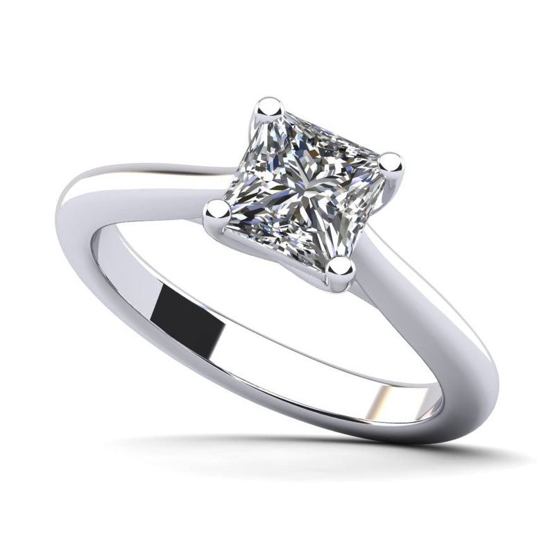 Pure Princess Lab-Grown Diamond Solitaire Engagement Ring with 0.50 ct.(finished) 4.5mm