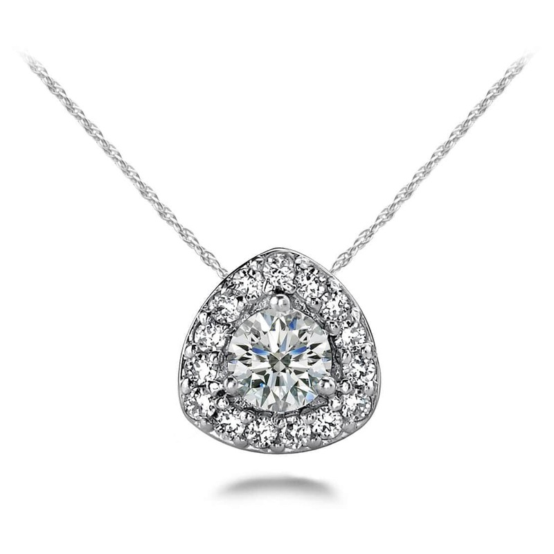 Rounded Triangle Diamond Pendant with 0.24 ct.(finished) 1mm, 3.5mm