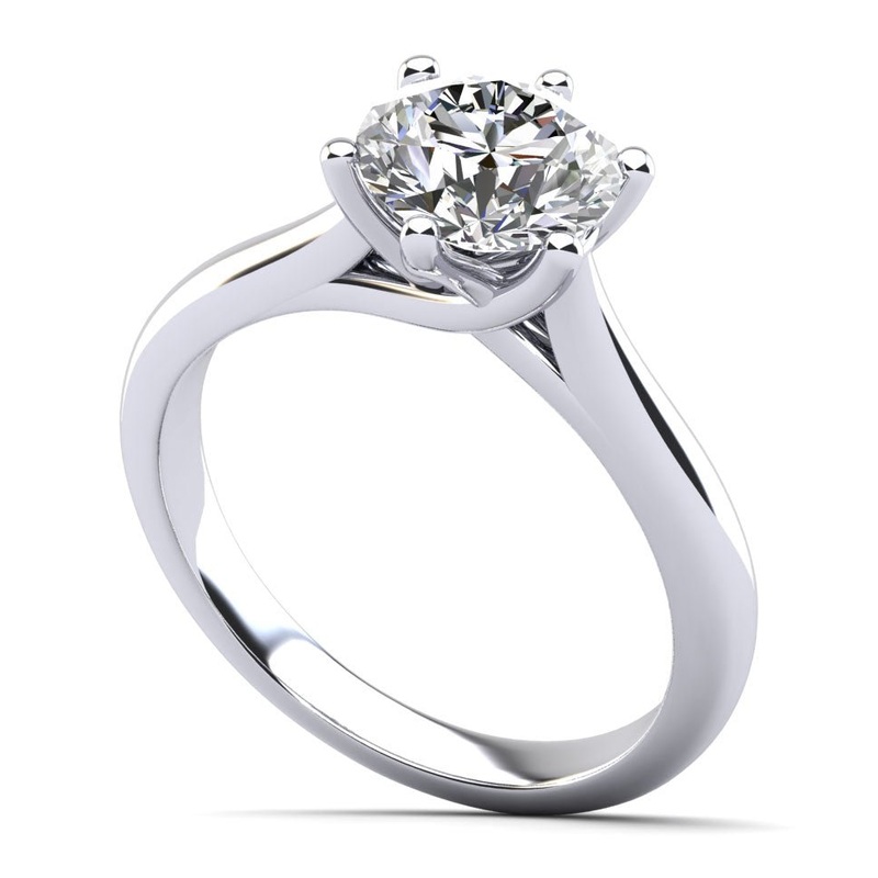 Six Curved Prongs Solitaire Lab-Grown Diamond Engagement Ring with 0.50 ct.(finished) 5mm