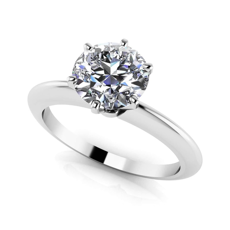 Six Prong Round  Lab-Grown Diamond Solitaire Ring with 0.50 ct.(finished) 5mm