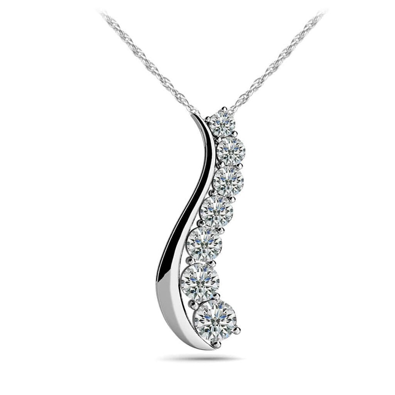 Solid Curve Diamond Journey Necklace Diamond with 0.23 ct.(finished)
