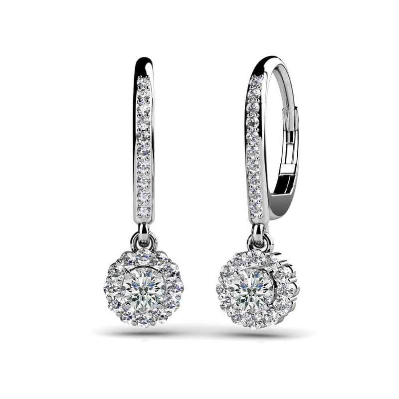 Stylish Diamond Drop Lab-Grown Diamond Earrings with 0.66 ct. (2X0.16 ct. center diamonds)