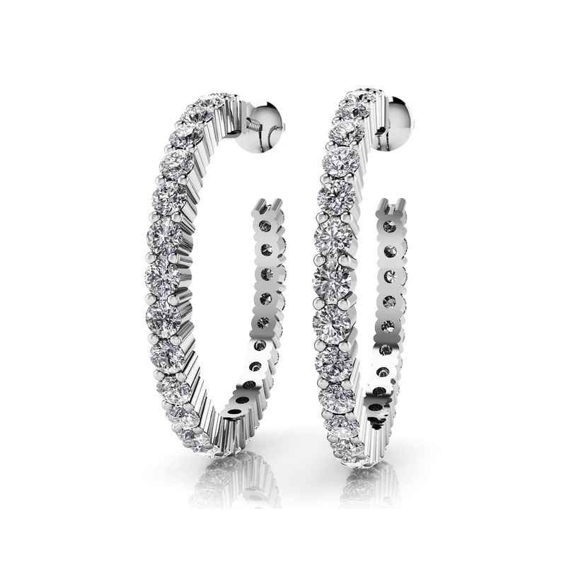 Timeless Lab-Grown Diamond Hoop Earrings with 0.97 ct.(finished) 1.7mm