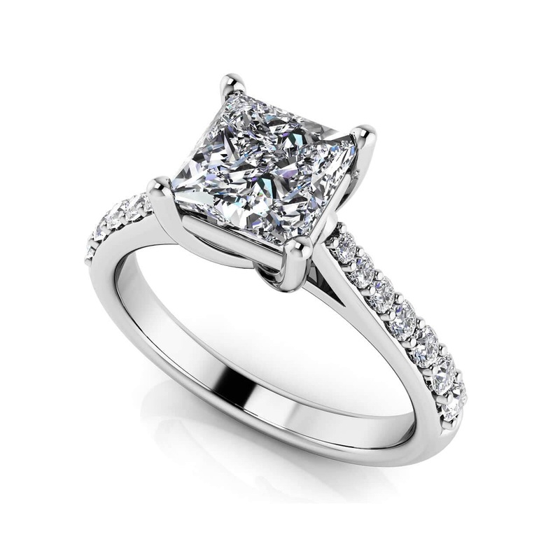 Timeless Princess Cut Lab-Grown Diamond Engagement Ring with 0.49 ct. (0.25 ct. center diamond)