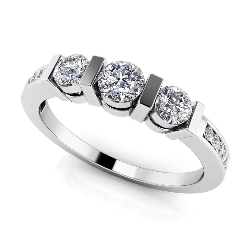 Triple Diamond Channel Band Lab-Grown Diamond  with 0.54 ct.(finished) 1.1mm, 3mm, 3.7mm