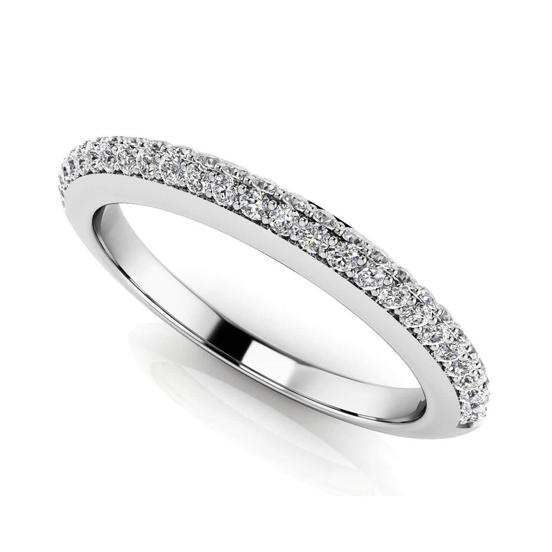 Two Rows Of Diamonds Anniversary Diamond Ring with 0.27 ct.(finished) 1.0mm