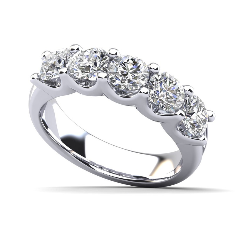 U Shape Five Stone Lab-Grown Diamond Anniversary Ring with 1.00 ct.(finished) 3.75mm