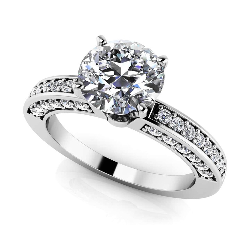 Vintage Look Side Stone Lab-Grown Diamond Engagement Ring with 0.75 ct. (0.50 ct. center diamond)