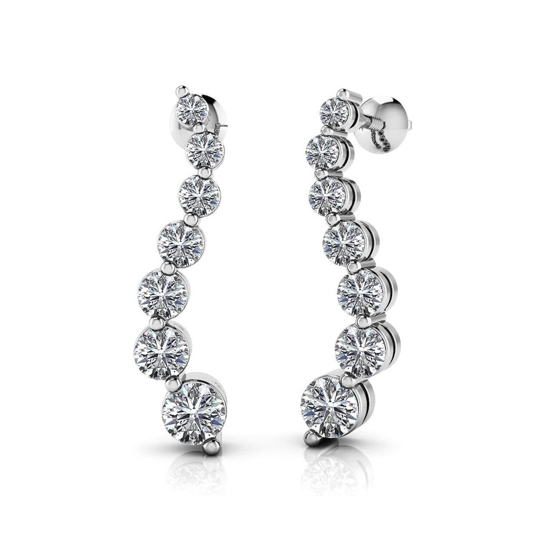 Wavy Journey Round Link Diamond Earrings with 0.49 ct.(finished)