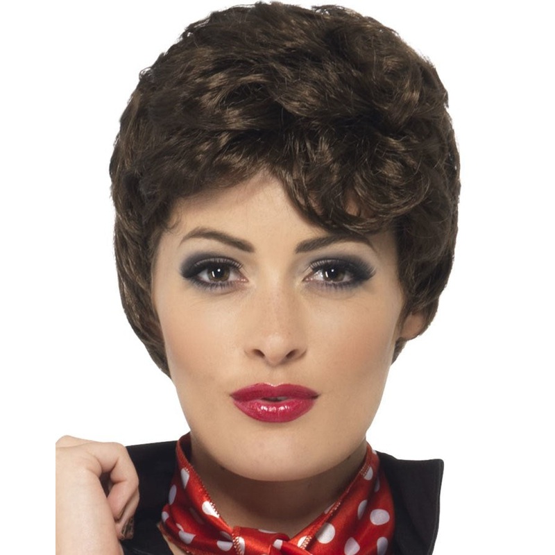 50s Grease Rizzo Short Brown Wig