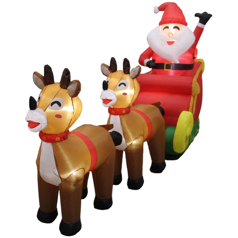 Inflatable Deer with Santa Christmas Lawn Inflatable 3m