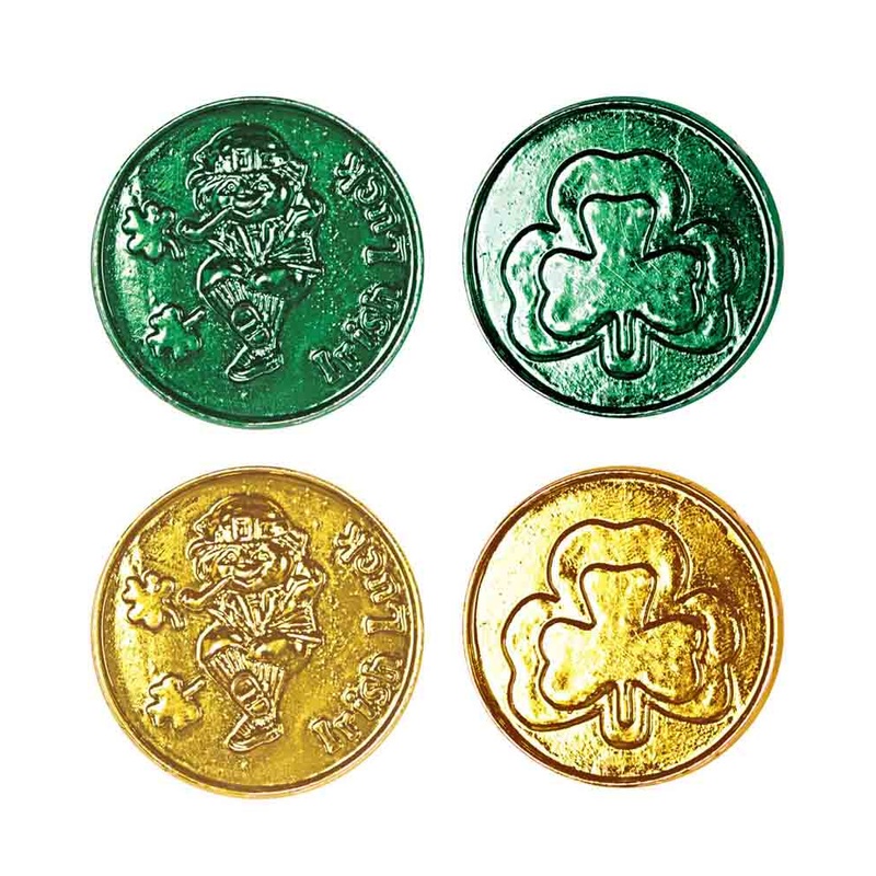 Lucky Leprechaun Green and Gold Plastic Coins Pack of 40