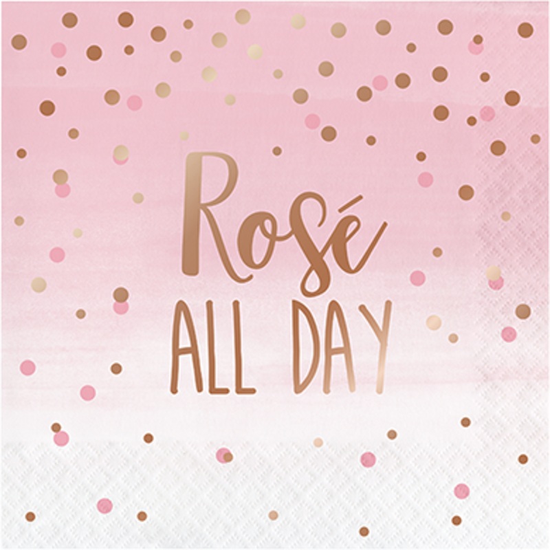 Rose All Day Lunch Napkins Rose All Day Rose Gold Foil Pack of 16